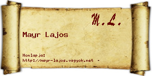 Mayr Lajos névjegykártya